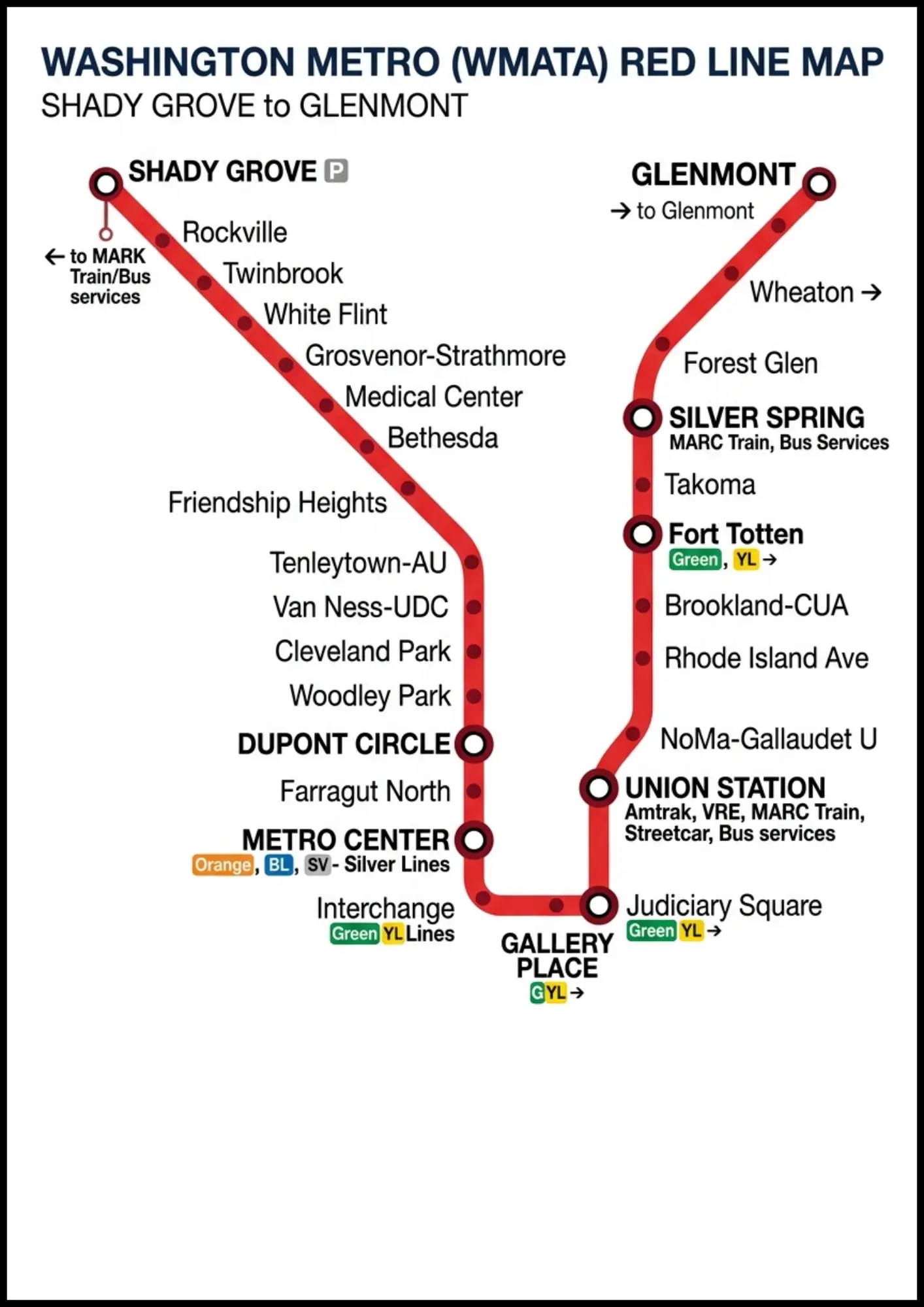 DC Metro Red Line Map