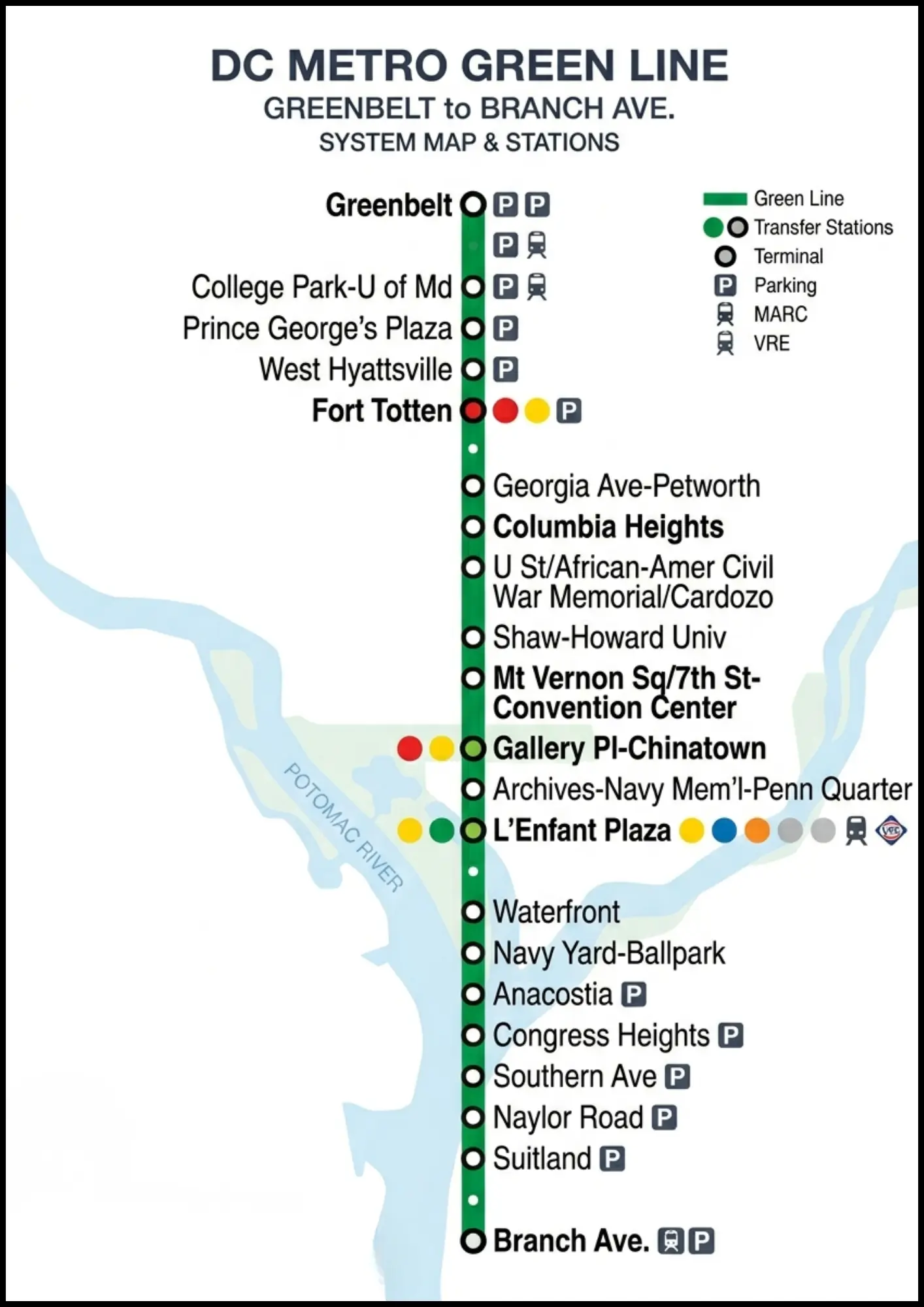 DC Metro Green Line Map