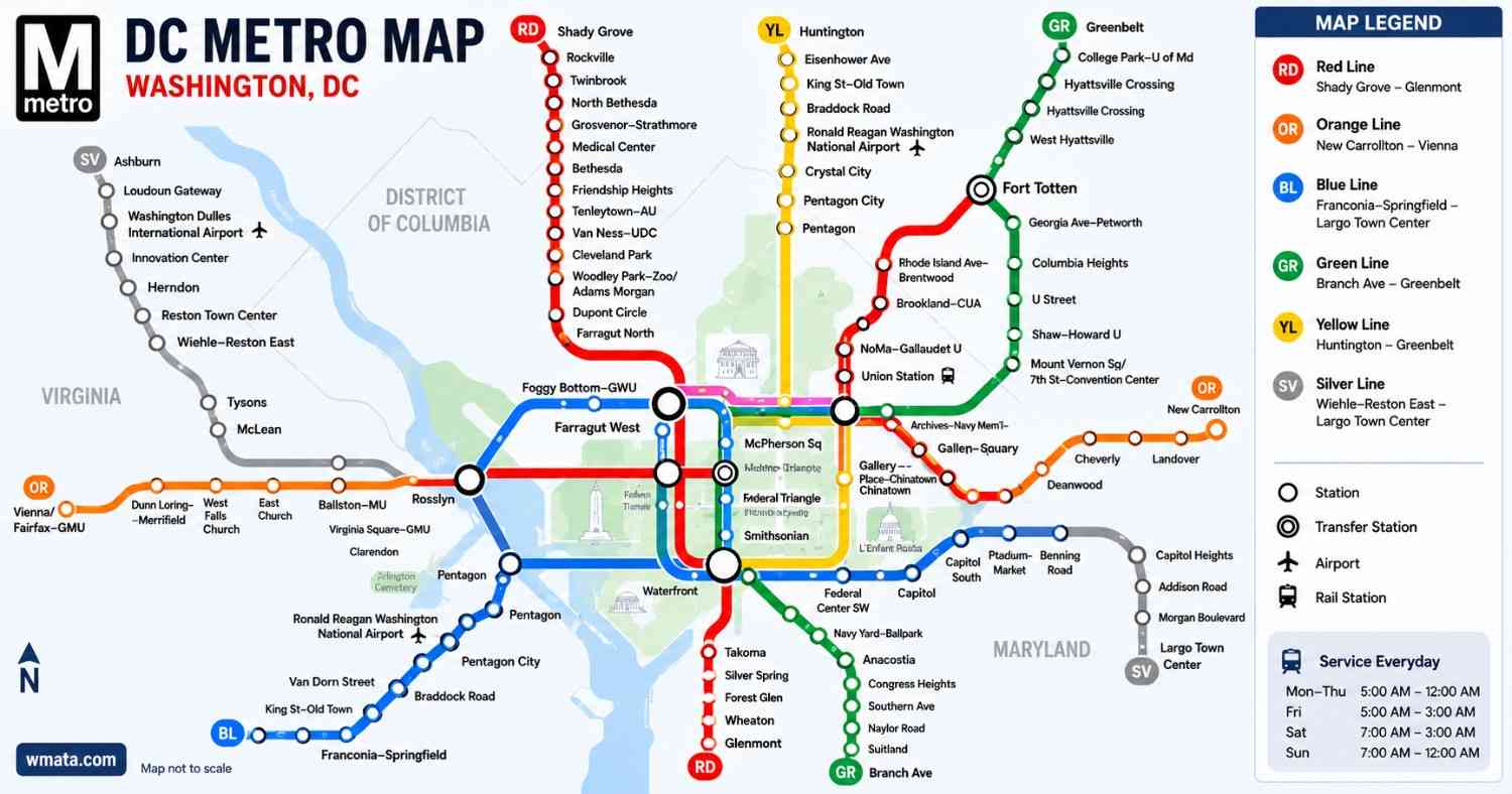 DC Metro Station List: All Stations by Metro Line
